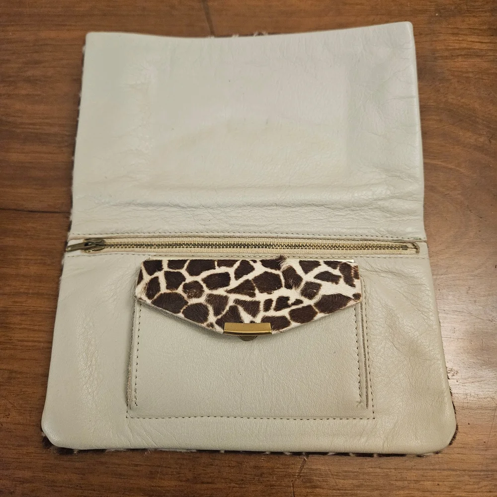 Wallet Purse Enger Kress EK Giraffe Faux Fur Grab Bag Fold Over‎ Clutch Vintage